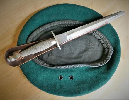 Green Beret and Fighting Knife of Capt. Robert Ernest Edgley No.2 Commando