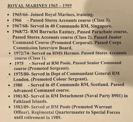 RM Service of RQMS Trevor McKie.