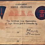 Commando Service Certificate for Cpl James Connor