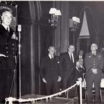 Lord Mountbatten addressing Commando Reunion before the Battle Honours Flag 1968
