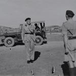 Maj Gen Sturges arrives to inspect 2 Cdo. Bde..Vis 1944