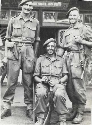 Philip Johns (right) and 2 others, No 5 Cdo. India 16/4/44