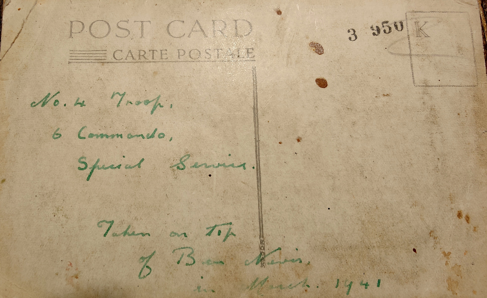 Back of Ben Nevis Postcard - collection of Robert Moran No.6 Cdo. 4Tp.
