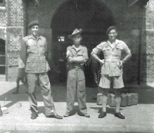Rangoon May 1945 Lieut. Frederick Norman Best of 2 SBS on the left, and 2 others.