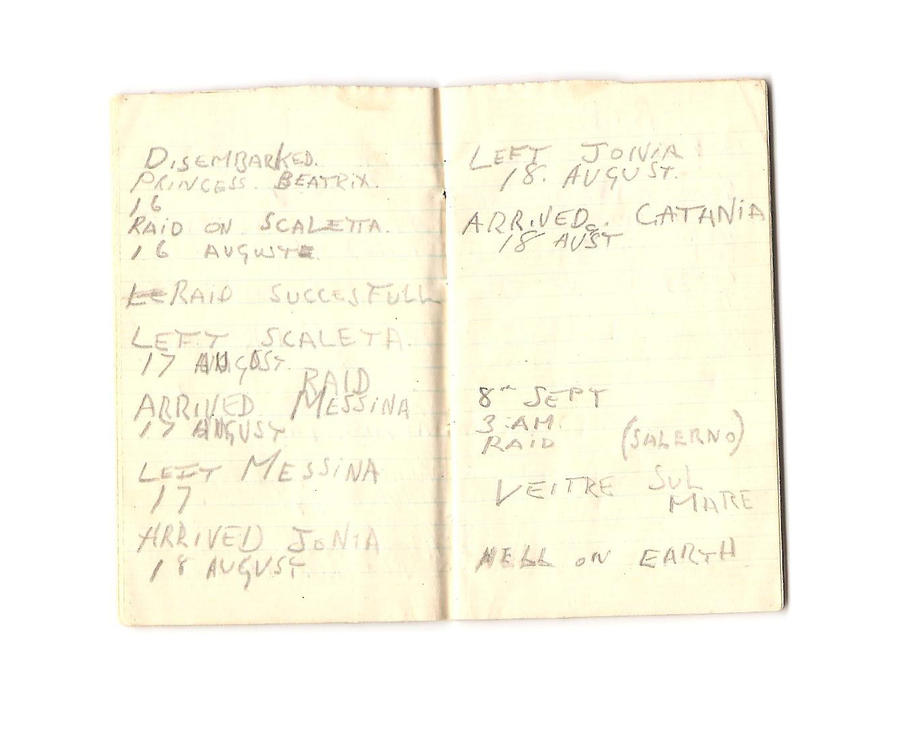 An entry in the personal diary of Victor 'Dusty' Miller of No.2  Commando