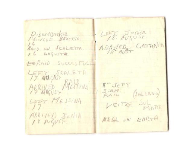 An entry in the personal diary of Victor 'Dusty' Miller of No.2  Commando