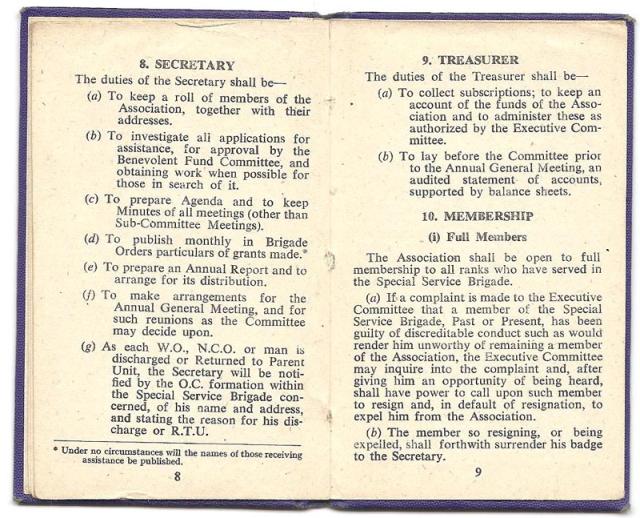 Constitution of the Old Comrades Association of the Special Service Brigade - page 8/9