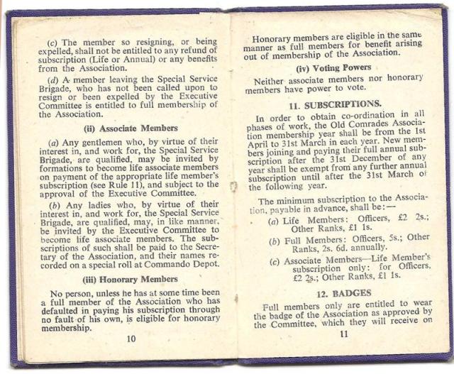 Constitution of the Old Comrades Association of the Special Service Brigade - page 10/11