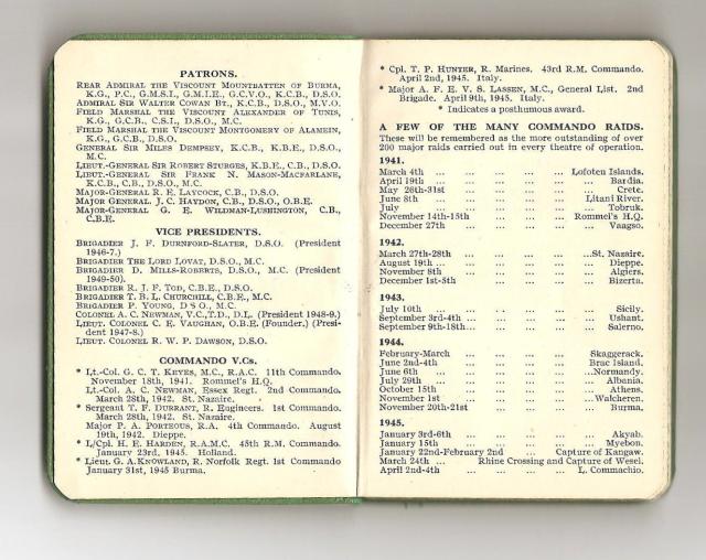 Pages 1 and 2 of the 1951 Commando Association Diary.