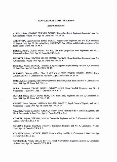 Army Commandos who are buried at Ranville Cemetery - 1.