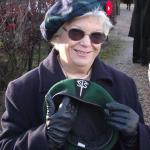 Janet Bishop with Bob's green beret