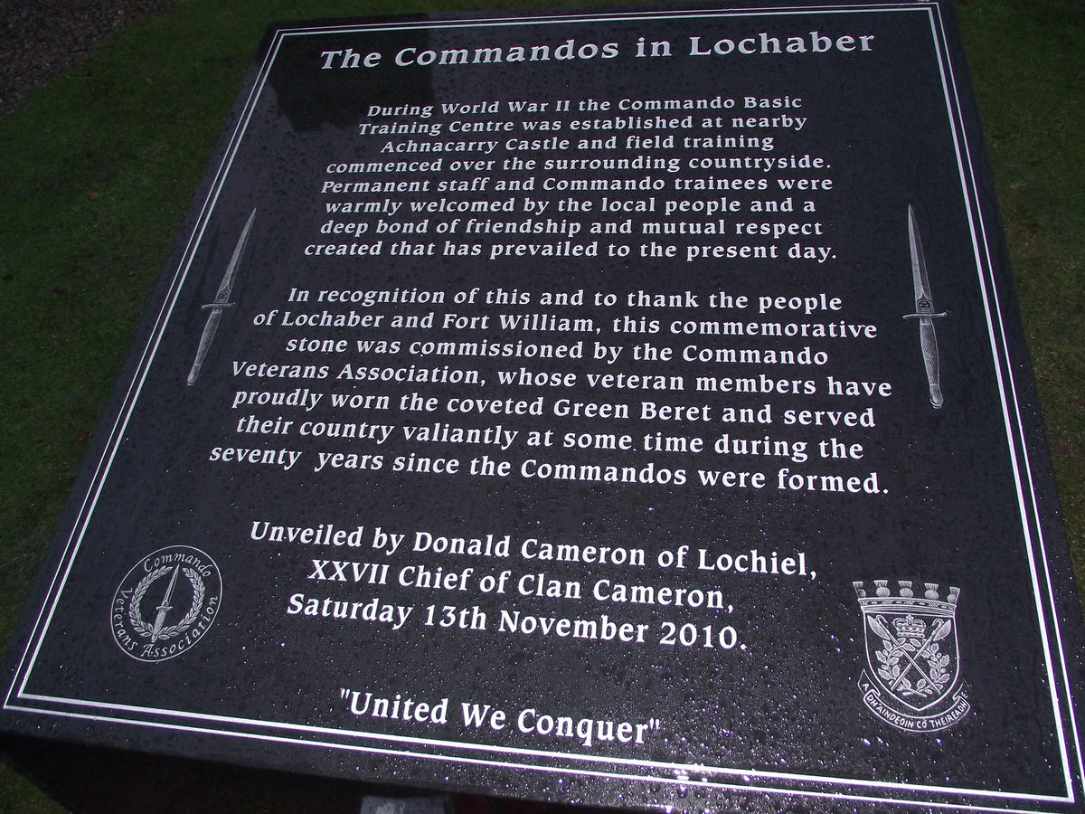 The Commandos in Lochaber Commemorative Stone