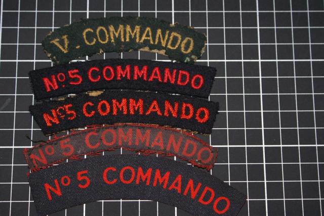 No.5 Commando shoulder titles both woven and printed designs