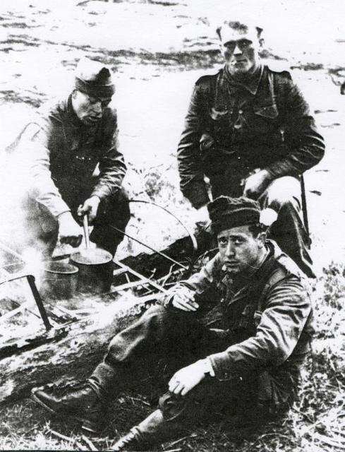 Martien van Barneveld, Hans Cramer, and another.  Port Madoc 1943.