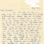 Letter (page 1) from Mrs Swayne wife of Lieut. Ronnie Swayne MC dated 7th July 1942
