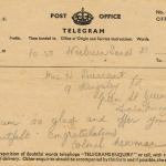 Telegram from Lt. Col. Newman VC
