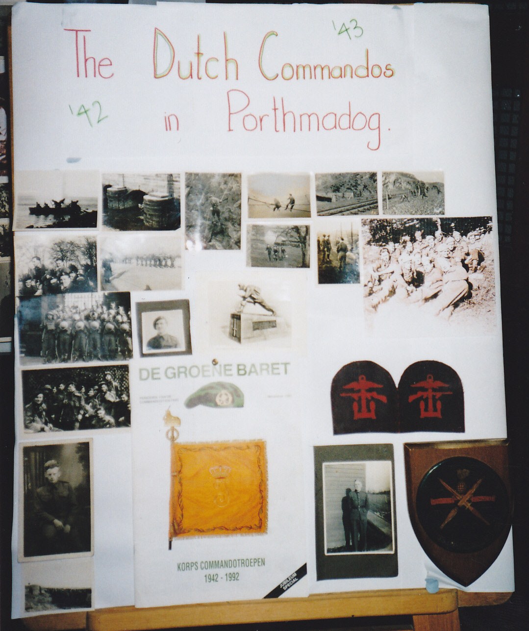 Display board (2) of photos of Dutch troop 10IA Cdo.
