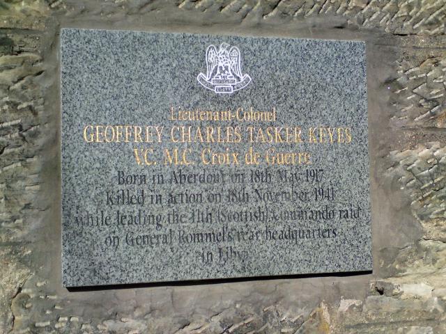 Plaque for Lieut. Col. Geoffrey Keyes VC   No.11 Commando