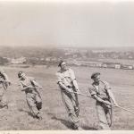 J. Barry (on the right), Lt. Ian Smith (2nd from right), CSM Sam Brodison (3rd), and LCpl. Ellis Howells (4th).