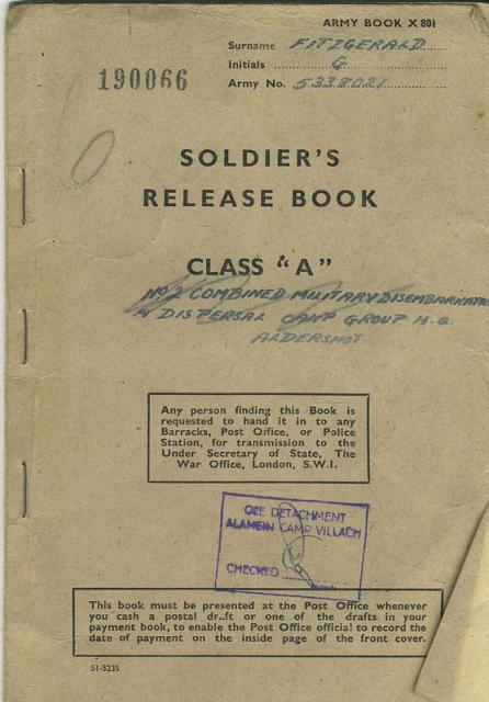 Soldiers Release Book for Gerald Fitzgerald