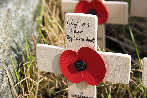 Cross and poppy for L/Sgt Edward James Geear No.3 Cdo