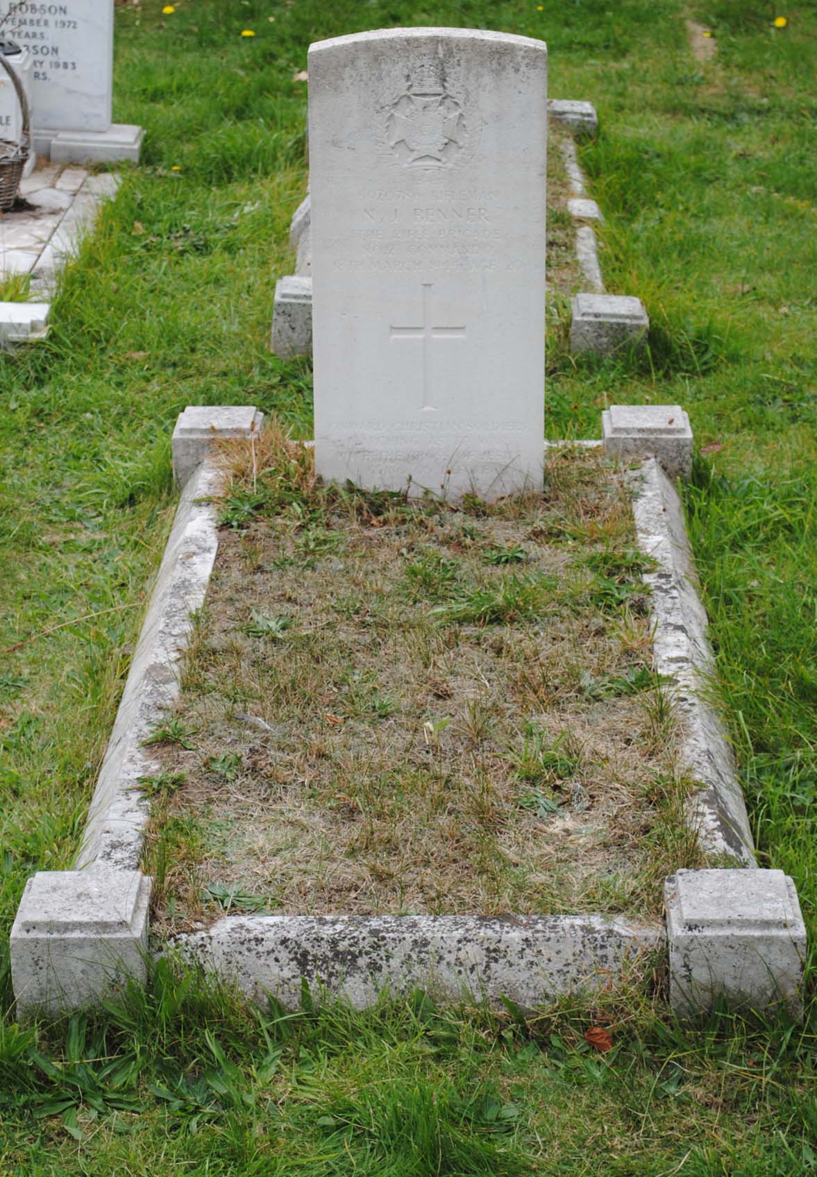 The grave of Rifleman Norman Joseph Benner