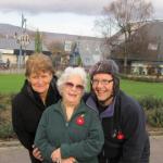 Janet Bishop flanked by Hazel and Steve Donnison