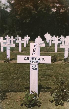 Grave of Sgt Ashton Usher Hey at Hermanville, France