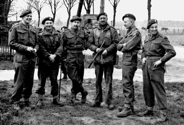 Maj Vicomte Arthur de Jonghe (4th from left) and others SS Bde HQ