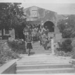 Col. Ian Lapraik DSO, OBE, MC and bar and German Kommandant leave conference at Atimakeyer