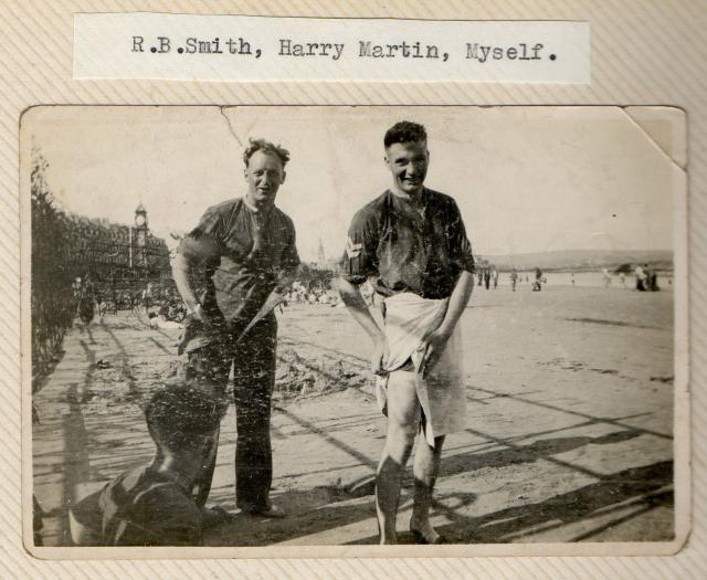 Ron Smith (standing left), Harry Martin (seated), John Fairhurst (right)