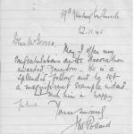 Letter from J.W. Pollard to the parents of Eric Groves MM