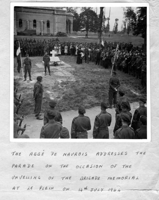 Captain the Abbe Rene de Naurois addresses the men of No.1 Special Service Bde.