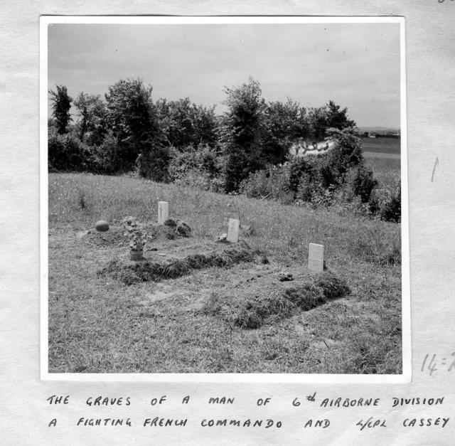 Graves of an unknown soldier from the 6th Airborne, an unknown  French Commando and L/Cpl Cassey No.6 Commando