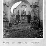 Ruins of Breville Church after liberation August 1944