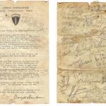 Eishenhower letter with signatures of  'D' troop No.4 Commando