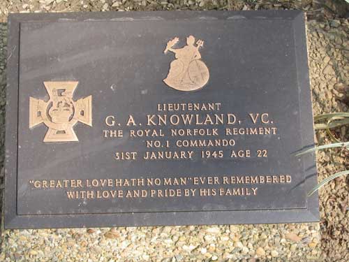 Plaque for Lieut. George  Knowland VC    No.1 Commando