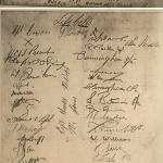 Signatures of 'G' troop No.4 Cdo. on board the Queen Emma