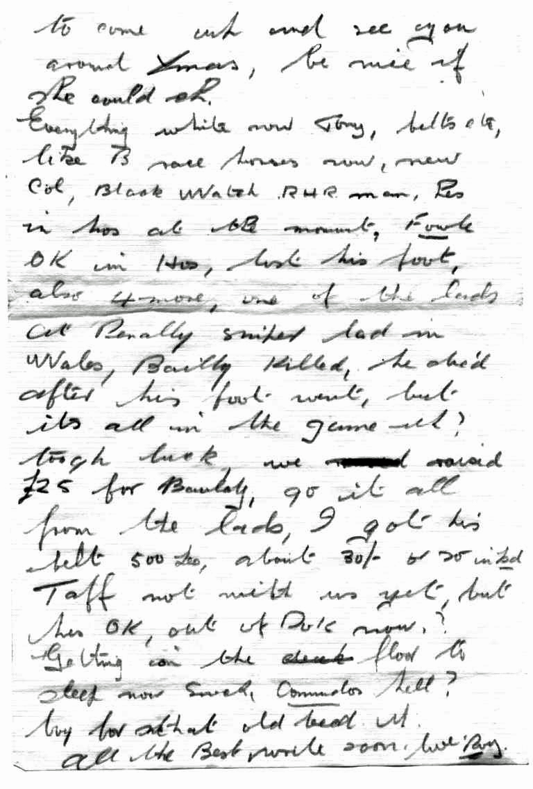 Part of a letter to his brother by Cpl Roy Montague Smith 43RM Cdo who was later killed in action