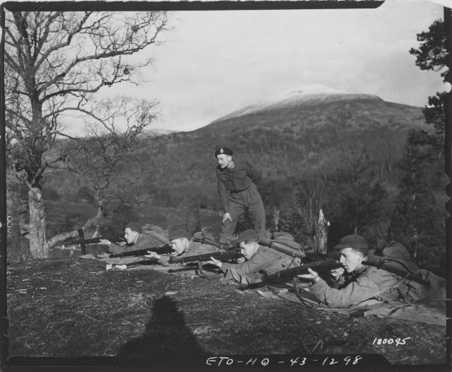 Lt. Derek Burr, CBTC, instructing US Rangers 7th Feb.'43