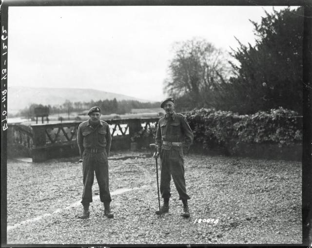 Major Cockcraft,  2 i/c CBTC, and Captain Viscount De Jonghe, Demolition Officer