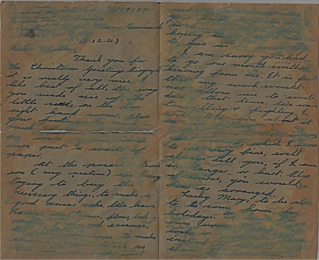 Letter home dated December 1943