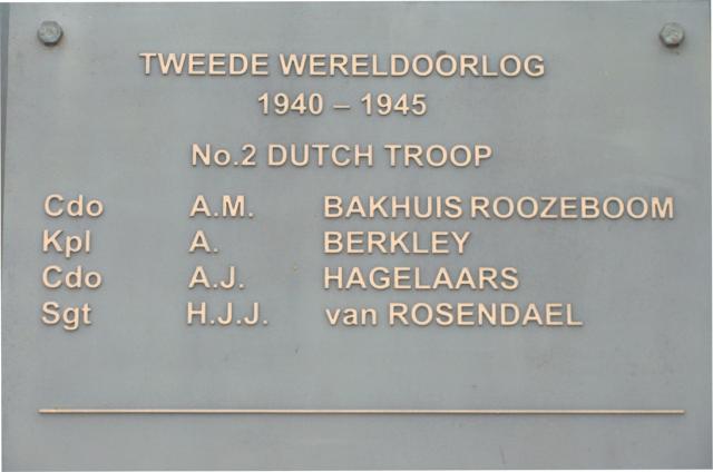 Plaque of the members of No.10(IA) Cdo. 2 Dutch troop killed during WW2.