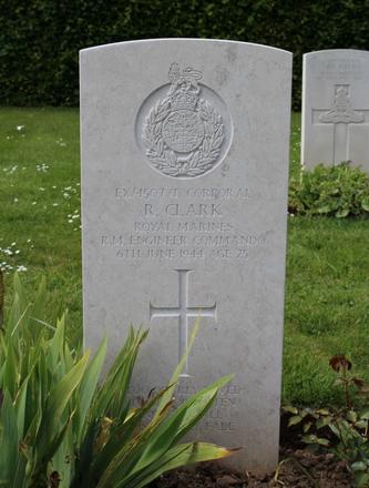 Grave of Cpl Robert Clark, RM Engineer Commando