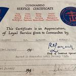 Commando Service Certificate of Sgt. Arthur Henry Warner