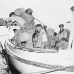 Officers and men of 45 Commando embark on HMS Centaur, Aden Jan. 1964