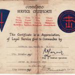 Hugh Maines-Commando Service certificate.