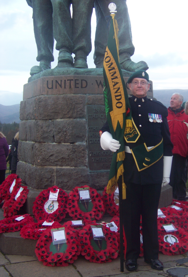 Fred Davies with The CVA Colours, Spean Bridge Remembrance Service