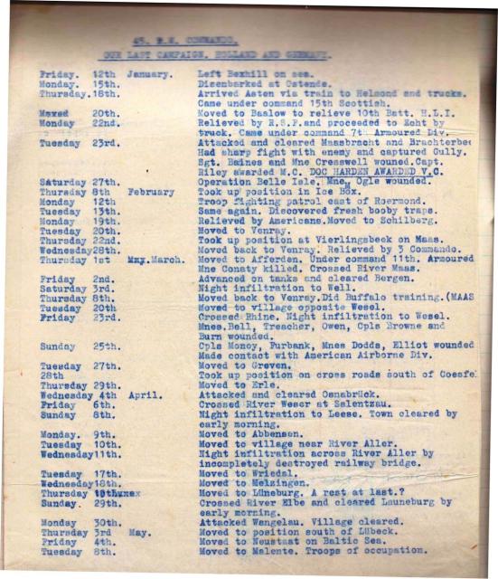 Diary of  45RM Commando,  January - May 1945