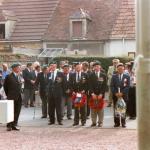 Sgt. Jack Sinclair looks on as Veterans wait to lay wreaths at the 45RM Cdo memorial at le Plein